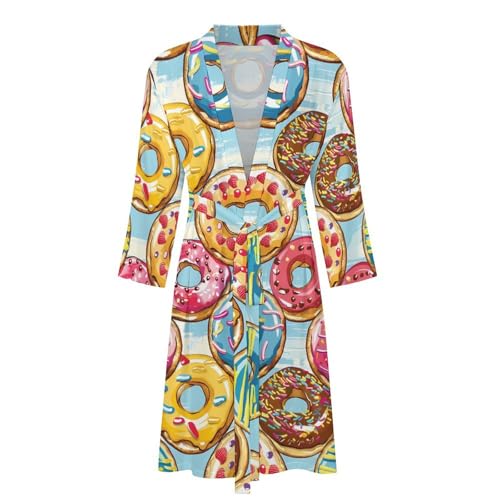 Colorful Doughnuts Funny Men's Robe Soft Lightweight Bathrobe Long-sleeve Spa Robes4