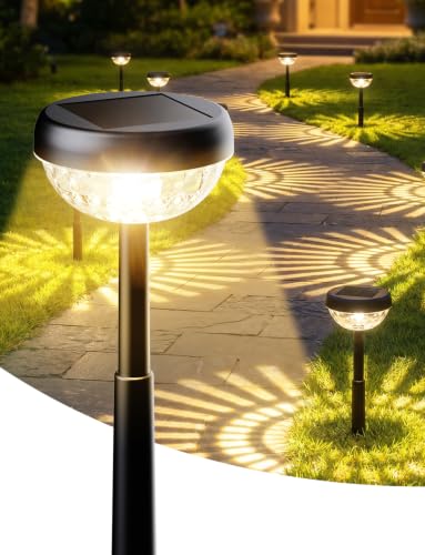 Ensenior Solar Pathway Lights Outdoor, 8-Pack Adjustable Height LED Lights Outdoor Waterproof IP...