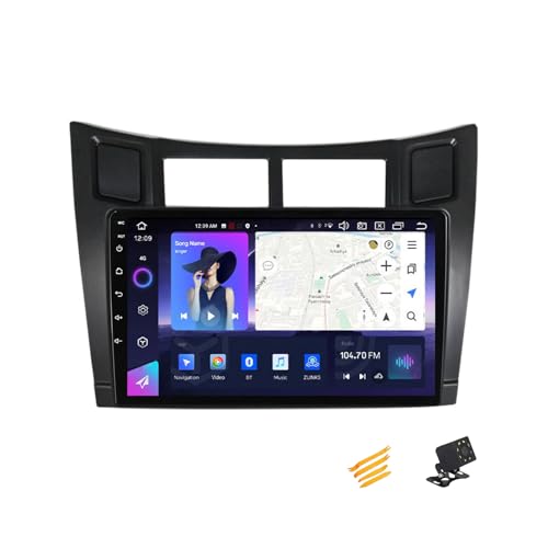 EsaSam Android 13 Car Stereo QLED Display Compatible with Toyota Yaris 2005~2012 Touch Screen 9 Inch Car Radio with Car Play Bluetooth Navigation Android Car Radio FM RDS SWC,8 Core NF3 2G+32G
