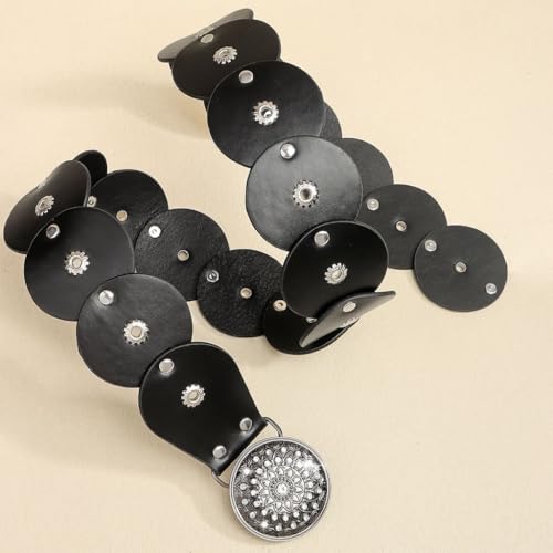 Flexible Unisex Belt Retro Rivets Detailing 3mm Thickness PU Belt Fits Multiple Outfit Styles3