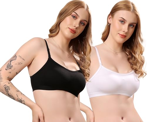 Image of London Hills Women's Cotton Sports Bra for Women Solid Bra Wireless & Non Padded Full Coverage Soft Hold Straps Super Combed Cotton Elastane Stretch Full Coverage Slip-On Active Bra