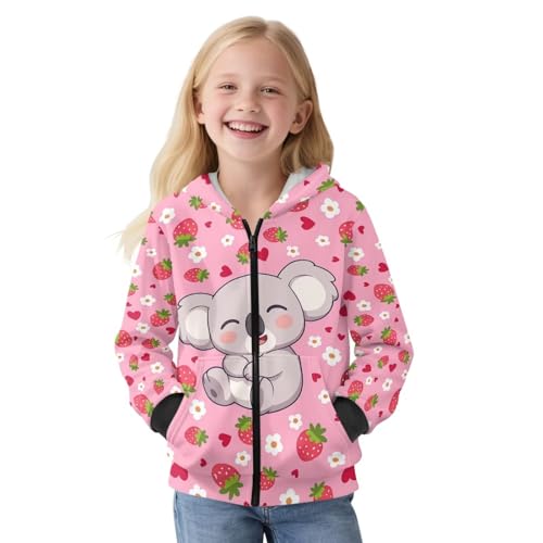 WELLFLYHOM Fleece Lined Zip Up Girls Hooded Sweatshirt 6-16 Long Sleeve Hoodies Full Zipper Top Active Sweater Cardigan