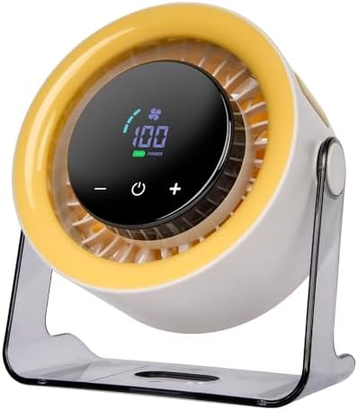 Ventilador de Mesa Portátil Recarregável USB com Display Digital,...