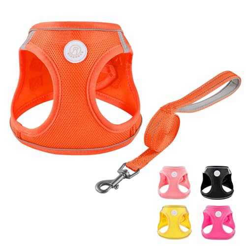 HIHANHAN Soft Mesh Dog Harness and Leash Set, No Pull Puppy Harness and Leash Set, Reflective Step...