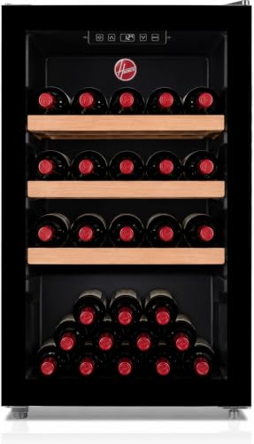 Hoover 165L Single Door Beverage Cooler with LED Light Wooden Shelf Adjustable Thermostat 2 Legs & 2 Wheels Glass Door One Year Warranty Black - HBC-K165-B
