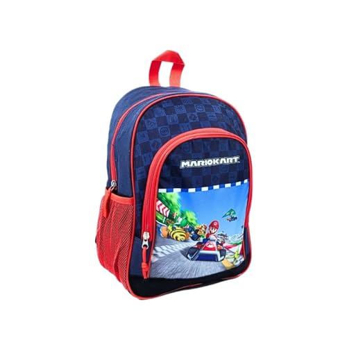 mybagstory Mario Kart - Mochila para criança - escola - primária - berçário, mochila para criança, tamanho 37 cm, alças ajustáveis - ideia para presente, Mario Kart - azul, enfant, azul