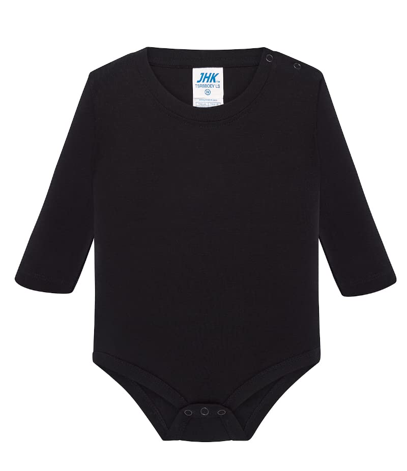 Emilio Fernández Body para bebé, manga comprida, algodão, Preto, 18 meses