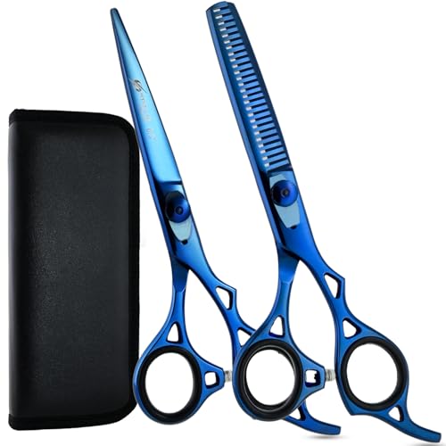 Premium Japanese Hair Cutting Scissors Set (Blue)