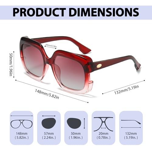 Chicid Oversized Sunglasses for Women, Polarized Trendy Square Sun Glasses UV400 Protection Classic Big Frame Shades3
