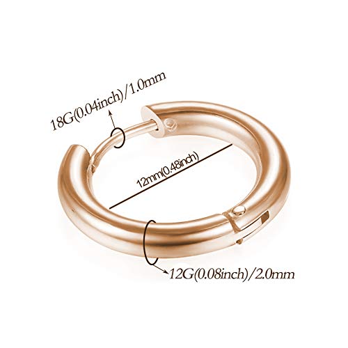 Image of 316L Surgical Stainless Steel Huggie Hoop Earrings 6mm 8mm 10mm 11mm 12mm 14mm Hypoallergenic Earrings Hoop Cartilage Helix Lobes Hinged Sleeper Earrings For Men Women