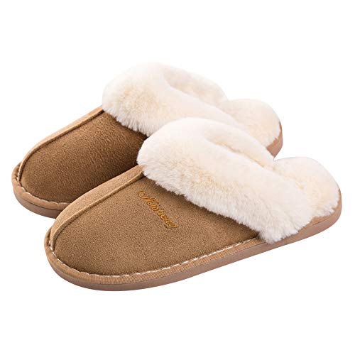 iClosam Pantoufles House Shoes Pantoufles d'hiver pour l'intérieur et Chaussures antidérapantes pour Femmes et Hommes, Kaki, 40/41 EU