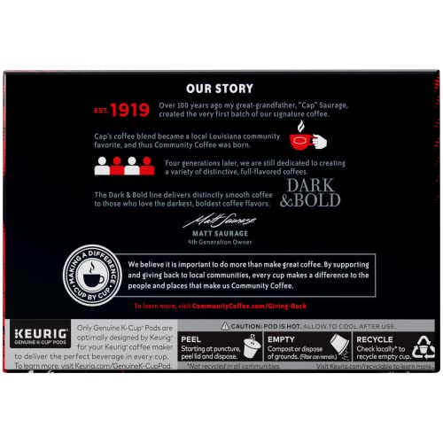 Image of Community Coffee Dark & Bold Exxtra Boost 12 Count Coffee Pods, Compatible with Keurig 2.0 K-Cup Brewers, 12 Count (Pack of 1)
