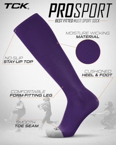 Image of Prosport Baseball Socks & Softball Socks, Kids & Adult Knee High Tube Sock