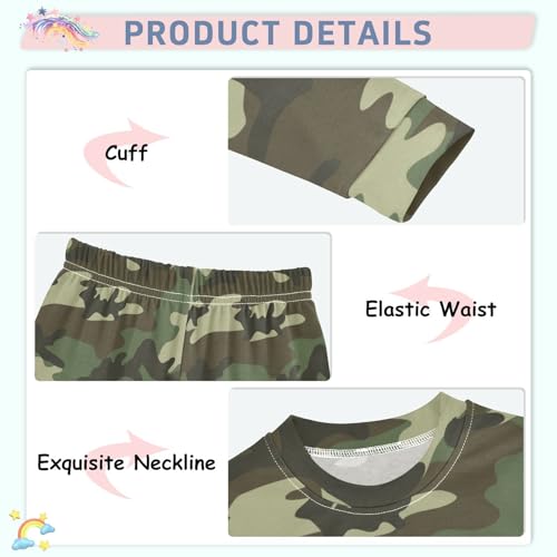MCHIVER Military Camouflage Pajamas Set 2 Piece Cotton Pjs Set Long Sleeve Sleepwear Size 18M-8Y4