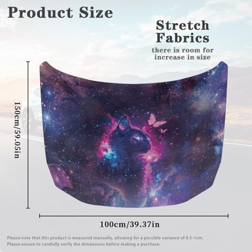 Image of Car Hood Cover Protector,Snowproof Waterproof Comfortable Print Hood Covers for Cars,Decoration Universal Car Accessories Cat Butterfly Print