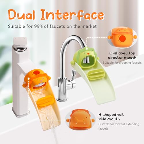 Image of 2pcs Faucet Extender for Toddlers,Sink Extender with Fun Little waterwheel, Rubber Adapter for Different Sizes of faucets, Dual Interface Splash-Proof Design,(Vertical /Horizontal Faucet Universal)