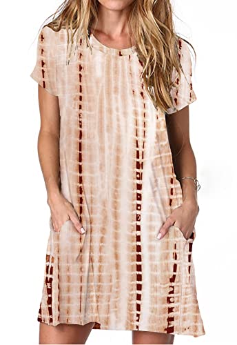Image of Alaster Women's Casual Summer T Shirt Dress Loose Short Sleeve Tunic Dress with Pocket for Women