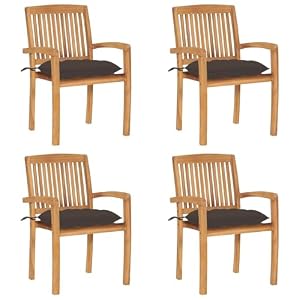 Gecheer Gecheer Stapelbare Gartenstühle mit Kissen 4 STK. Massivholz Teak, Gartenstühle Gartenmöbel Set Gartensessel für Gärten Innenhöfe Balkone Restaurants3073263 Gecheer Gecheer Stapelbare Gartenstühle mit Kissen 4 STK. Massivholz Teak, Gartenstühle Gartenmöbel Set Gartensessel für Gärten Innenhöfe Balkone Restaurants3073263