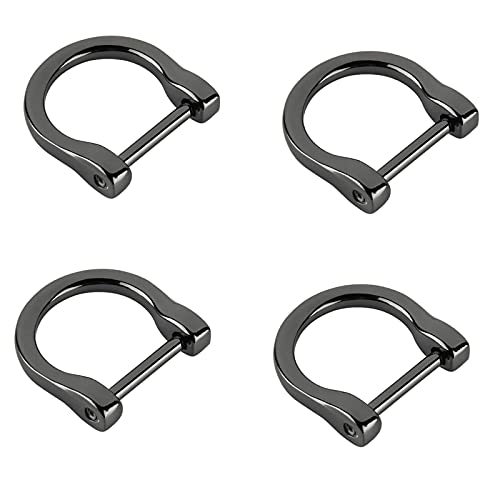 4Pcs 1in Inner diameter Fashion Detachable D-Rings with Closing Screw Shackle Key Holder,for Purse Belt Strap Key chain?Black 1inch?