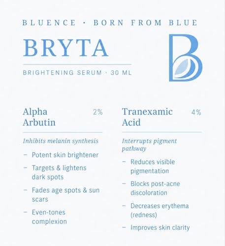 Image of BRYTA Brightening Face Serum with 2% Alpha Arbutin & 4% Tranexamic Acid | Daily Facial Serum for Radiant Looking Skin | Supports Even Looking Skin Tone | Lightweight Daily Face Serum | For Men & Women | 30 ml