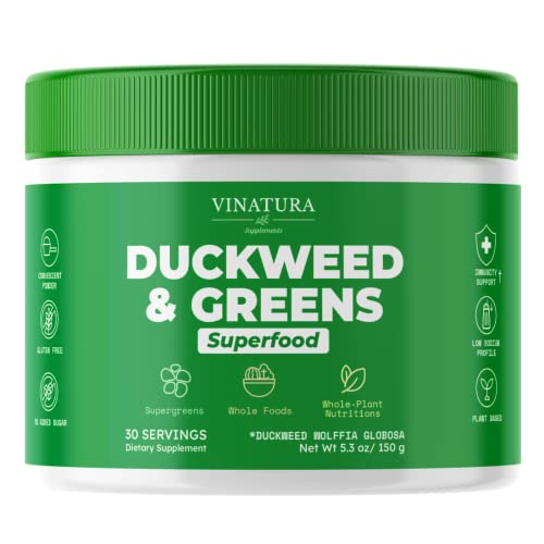 Vinatura Duckweed & Greens Powder - Smoothie Mix With Super Greens: Kale Powder, Spinach Powder, Broccoli, Duckweed Supplement - Superfood For Digestive Health, Fiber-Superfood Powder With Wolffia Globosa #TOP4