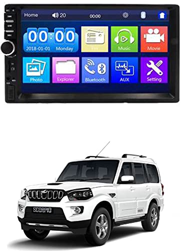 Image of AYW 7 INCH Double Din Car Screen Stereo Media Player Audio Video Touch Screen Stereo Full HD with MP3 /MP4 /MP5 /USB /FM Player /WiFi /Bluetooth & Mirror Link for New Scorpio