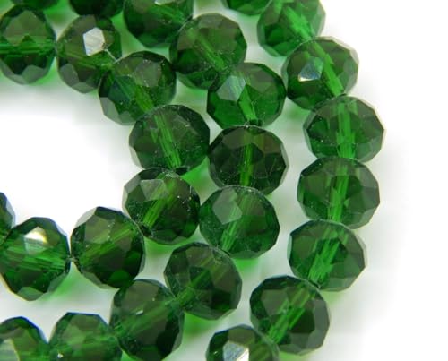 Perlin Pack of 120 Czech Bohemian Crystal Beads, 4 mm, Faceted Rondelle, Green, dark green, Klein - Image 2