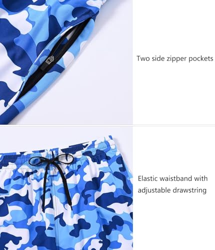 Image of Tyhengta Men's Swim Trunks Quick Dry Beach Shorts with Zipper Pockets and Mesh Lining