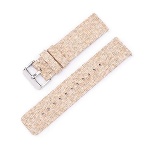YGUK0J Correa de Lona Nailon 12mm, 14mm, 16mm, 18mm, 20mm, 22mm, Compatible con Samsung Galaxy Watch 3, 42mm, 46mm, Active 2 Gear S2, S3, Pulsera(Beige,22mm)