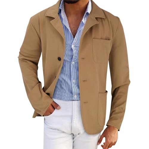 Mens Vintage Corduroy Sweatshirts Notched Lapel Button Down Business Blazer Jacket Work Casual Suit Jackets Sport Coat