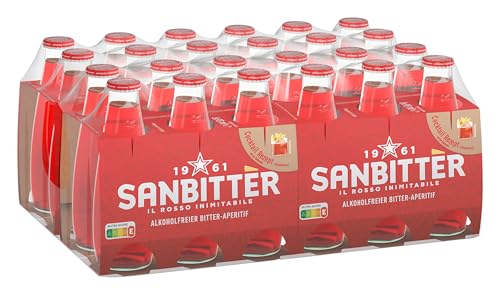 Sanbittèr | Alkoholfreier Aperitif aus Italien | Bittersüß-herbes Aroma | Aus Zitrusfrüchten und feinen Alpenkräutern | Für Mixgetränke | Von der Kultmarke San Pellegrino | 24er Pack (24 x 98ml)