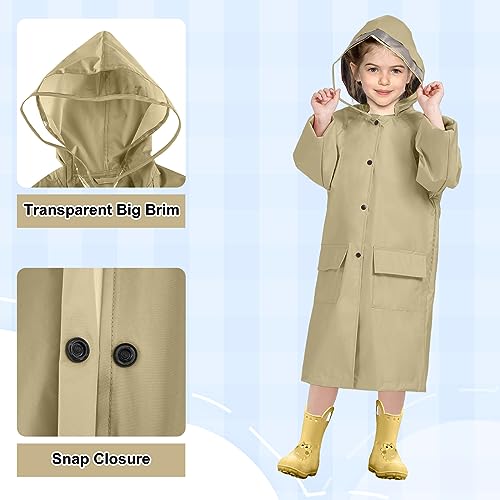 Image of LAMA Kids Raincoat with Hood, Lightweight Raincoat for Girls, Kid Long Rain Jacket