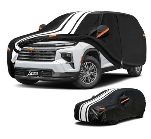 Image of Kayme Heavy Duty Car Cover Custom Fit for Chevrolet Traverse (2008-2026) | Waterproof All Weather for Automobiles, Gift with Tape /Towel /Bag, Outdoor Full Exterior Cover Rain Snow Sun UV Protection.