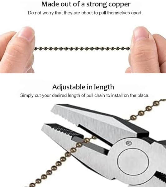Image of 2pcs Ceiling Fan Pull Chain, Decorative Fan Pull Chain Pendant Extension, 12 Inches Lighting & Fan Beaded Ball Fan Pull Chain Extender Ornament with Connector (bronze)