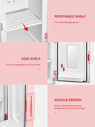 NORTHCLAN Mini Kühlschrank für Zimmer 15L, mit 220V AC/12V DC für den Auto- und Heimgebrauch, Tragbarer Kühl- und Heizkühlschrank Perfekt für Getränke, Kosmetik, Snacks, Max & Eco-Modus, Rosa