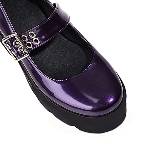 AIMODOR Womens Mary Jane Platform Goth Pumps Chunky High Heel Punk Ankle Strap Shoes3