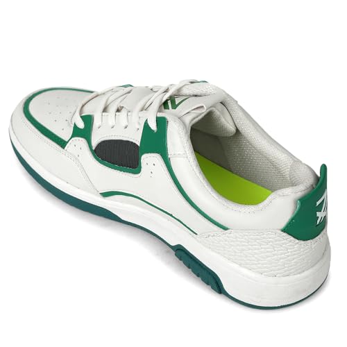 Image of Liberty LEAP7X JETSTEP-E Sneakers for Men - White & Green Sporty Casual Shoes | Memory Foam Cushioned Insole, Lightweight Lace-Up Sneakers for Walking, College, Travel & Casual Outings