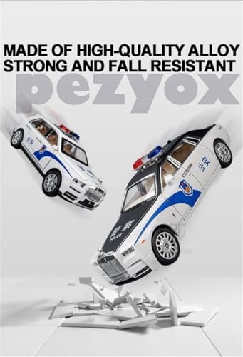 Image of 1 /24 Scale Wheels Diecast Rolls Royce Phantom Police Metal Model Pull Back Alloy Toys with Light and Sound Collection (White)