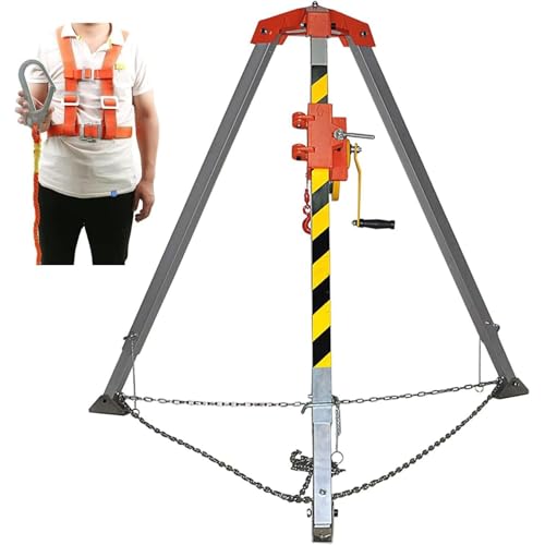 Trépied de sauvetage robuste avec treuil – Équipement en espace confiné pour trous d'homme et fosses de drainage, supporte 1 179,3 kg, idéal pour la sécurité et les interventions d'urgence