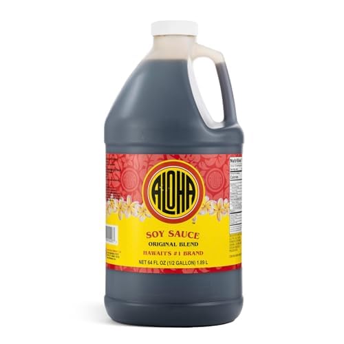 Aloha Shoyu - Salsa de soja de mezcla original, perfil dulce y ligero, fabricado en Hawái, 12 galón
