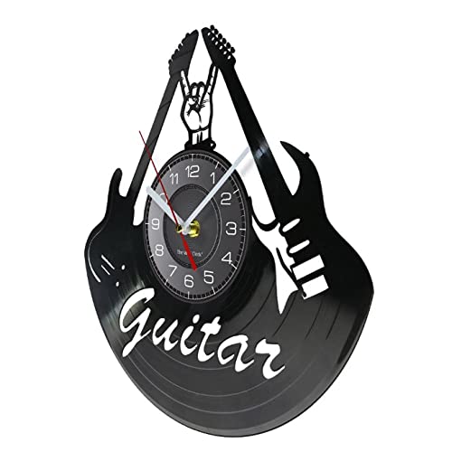 Chitarre elettriche Retro Rock And Roll Disco in Vinile Orologio da Parete Band Music Studio Decor Disco in Vinile Craft Design Moderno Orologio a Tempo