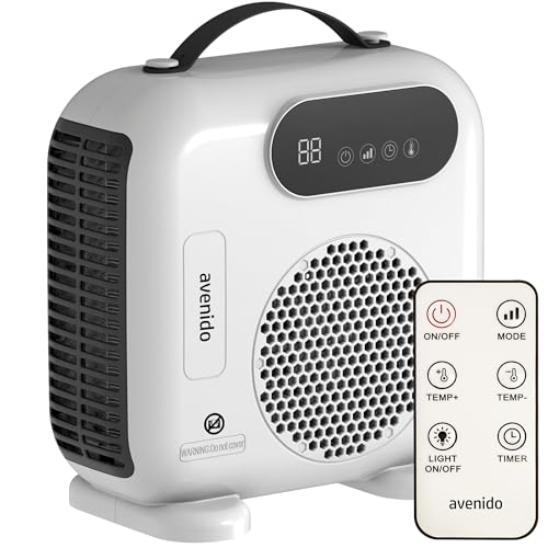 avenido Elektrischer heizlüfter mit fernbedienung und led-panel 2000W leistung 24h timer pp-kunststoff fan heater weiß