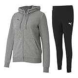 PUMA Fußball teamGOAL Casuals Sportanzug Kapuzenjacke Hose Damen grau schwarz Gr S