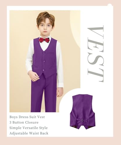 Image of Boys Formal Suit Vest Kids 3 Button Adjustable Back Strap Toddler Vests