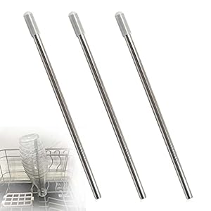 Cyeehxin Roestvrijstalen glashouder, set van 3 stuks, voor vaatwasser, flessenhouder met doppen voor SodaStream flessen, universele houder voor glazen glazen, lengte 24,5 cm