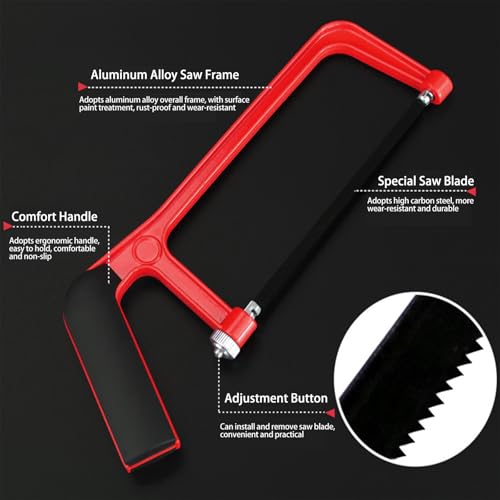 Petite Scie à Métaux, Scie à Métaux Junior, Mini Scie à Métaux, Mini Hand Saw, Scie à Métaux Portable, Petite Scie à Main, Avec 10 Lames de Scie Interchangeables, pour Couper Plastique, Bois – Image 4