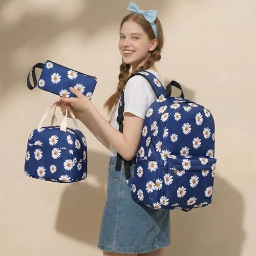 Image of 17-Inch School Backpack Set for Girls (3-in-1: Backpack + Lunch Bag + Pouch) | Padded Laptop Sleeve (Fits up to 16″) & Padded Shoulder Straps | Perfect for School, College & Travel