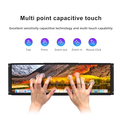Image of wisecoco 14.5 Inch Embedded Monitor Open Frame Vesa Wall Mount LCD Monitor 2560x720 2K IPS Stretched Bar Capacitive Touch Screen Display with HDMI USB-C Type-C Ports for DIY