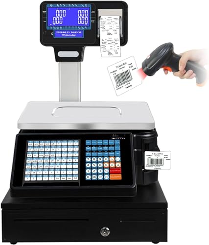 Báscula Comercial Digital con Impresora Térmica y Scanner 30KG miniatura 1