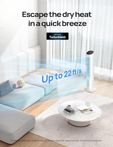 Image of DREO Evaporative Air Swamp Cooler, 40 inch Standing Fans that Blow Cold Air, 80 Oscillating Bladeless Cooling Fan for Bedroom, Removable Water Tank, Ice Packs, Remote Control, 4 Speeds, 7H Timer, White